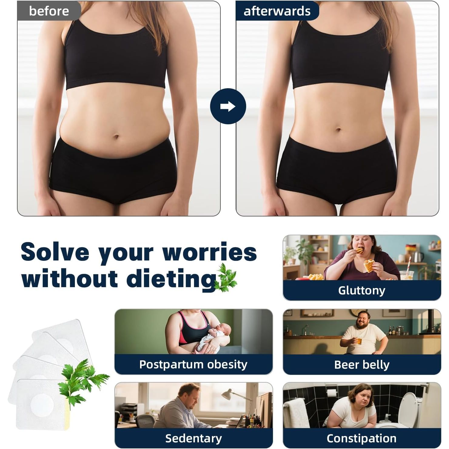 Slim Patch – 50 Weight Loss Patches for Belly Fat, Natural Slimming Patches for Weight Loss, Waist Shaping & Anti-Cellulite, Easy Fat Burner for Women & Men