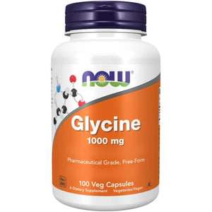 Now Foods, Glycine, 1000Mg, 100 Vegan Capsules, Amino Acid, Gluten Free, Vegetarian, Soy Free, Non GMO