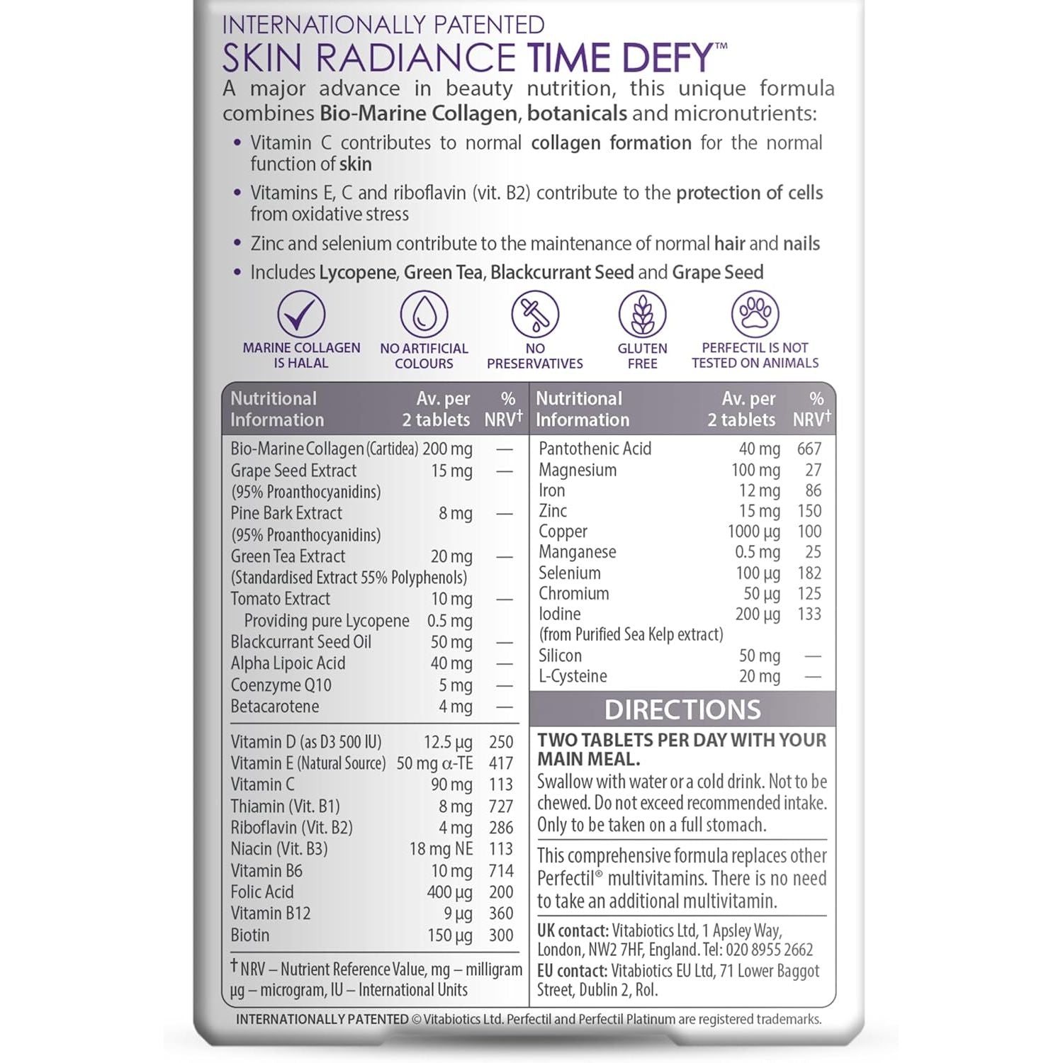Perfectil Platinum Skin Radiance Tablets with Time-Defy Complex, Vitabiotics