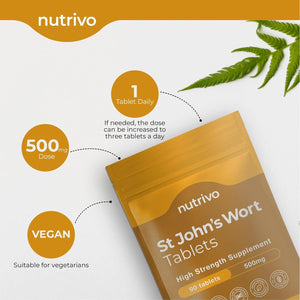 Nutrivo St Johns Wort 500Mg - 90 Tablets | 3 Month'S Supply | Vegan | UK Made