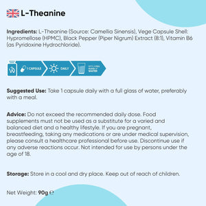 Weightworld L-Theanine Supplement | 408Mg Vegan Capsules | 6 Months Supply | with Added Vitamin B6 (0.5Mg) & Black Pepper Extract (8Mg) | 1 Capsule a Day | Non-Gmo & Gluten-Free