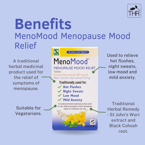 Schwabe Pharma - Menomood - Menopause Mood Relief - St. John'S Wort and Black Cohosh Extract - Traditionally Used for Hot Flushes, Night Sweats, Low Mood, Mild Anxiety - 30 Tablets