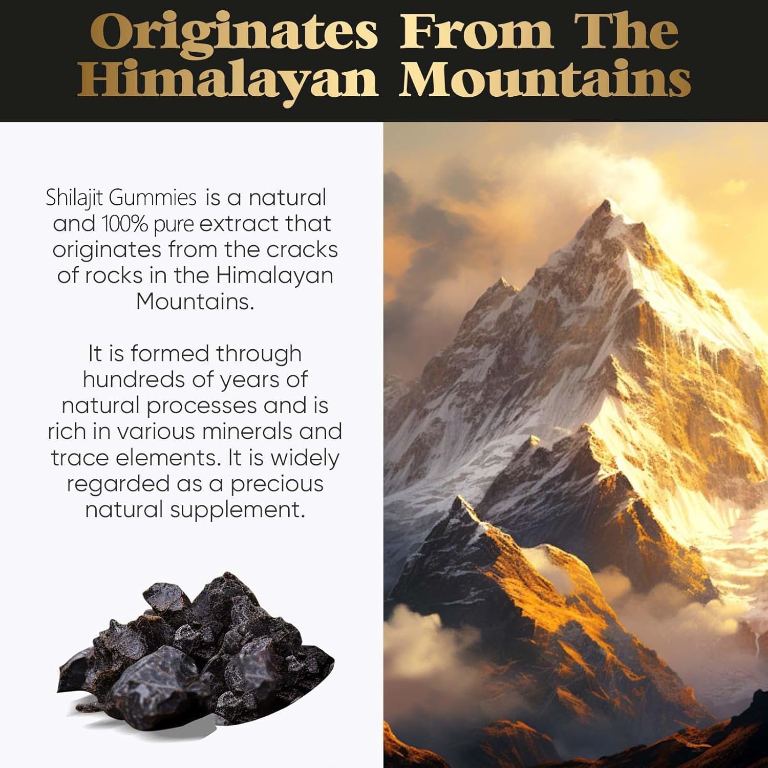 Shilajit Gummies 1500Mg, Pure Himalayan Shilajit with 85+ Trace Minerals & Fulvic Acid, for Energy, Metabolism & Focus