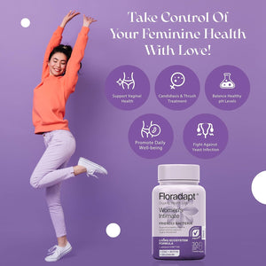 Floradapt Women'S Intimate Probiotics for Yeast Infection | Vegan & Certified Organic Candida Support Women Capsules | Thrush Treatment & Vaginal Health for Ladies | (30 Days Serving)