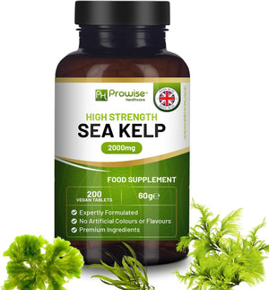 Sea Kelp 2000Mg 200 Vegan Tablets | Natural Source of Iodine | Premium Ingredients | Proudly Made in the UK by Prowise