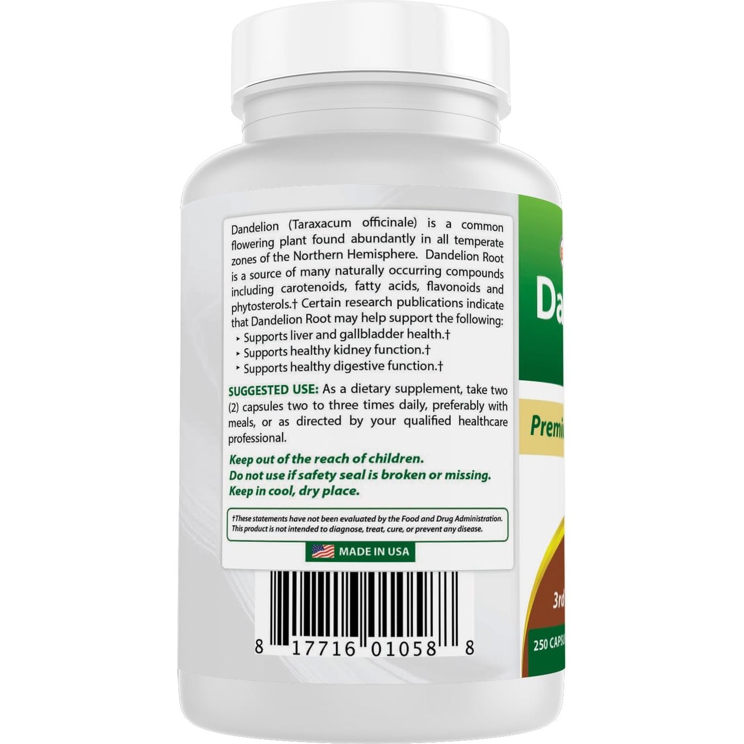 Best Naturals Dandelion Root 520 Mg 250 Capsules