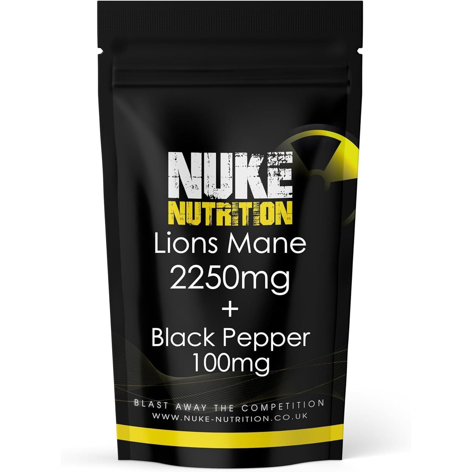 Nuke Nutrition Lions Mane & Black Pepper Capsules X60 - Pure Extract Lion'S Mane - High Strength Lions Mane Supplement - Mushroom Complex - Lion'S Mane Mushroom Brain Supplement