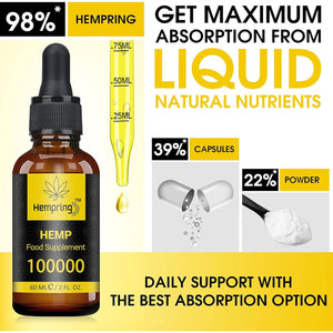 Natural Oil, Premium High Strength Oil 100000Mg, 60ML Maximum Value Natural Supplement Vegan & Vegetarian Friendly