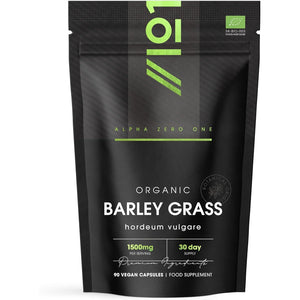 Organic Barley Grass 1500Mg – 90 Vegan Capsules – Rich in Amino Acids – High Strength Hordeum Vulgare Supplement – Resealable and Recyclable Pouch – by Alpha01