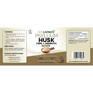 NKD Living Psyllium Husk Capsules 4000Mg with Lactobacillus Acidophilus | 200 Million CFU | Natural Soluble Fibre | 150 Vegan Capsules
