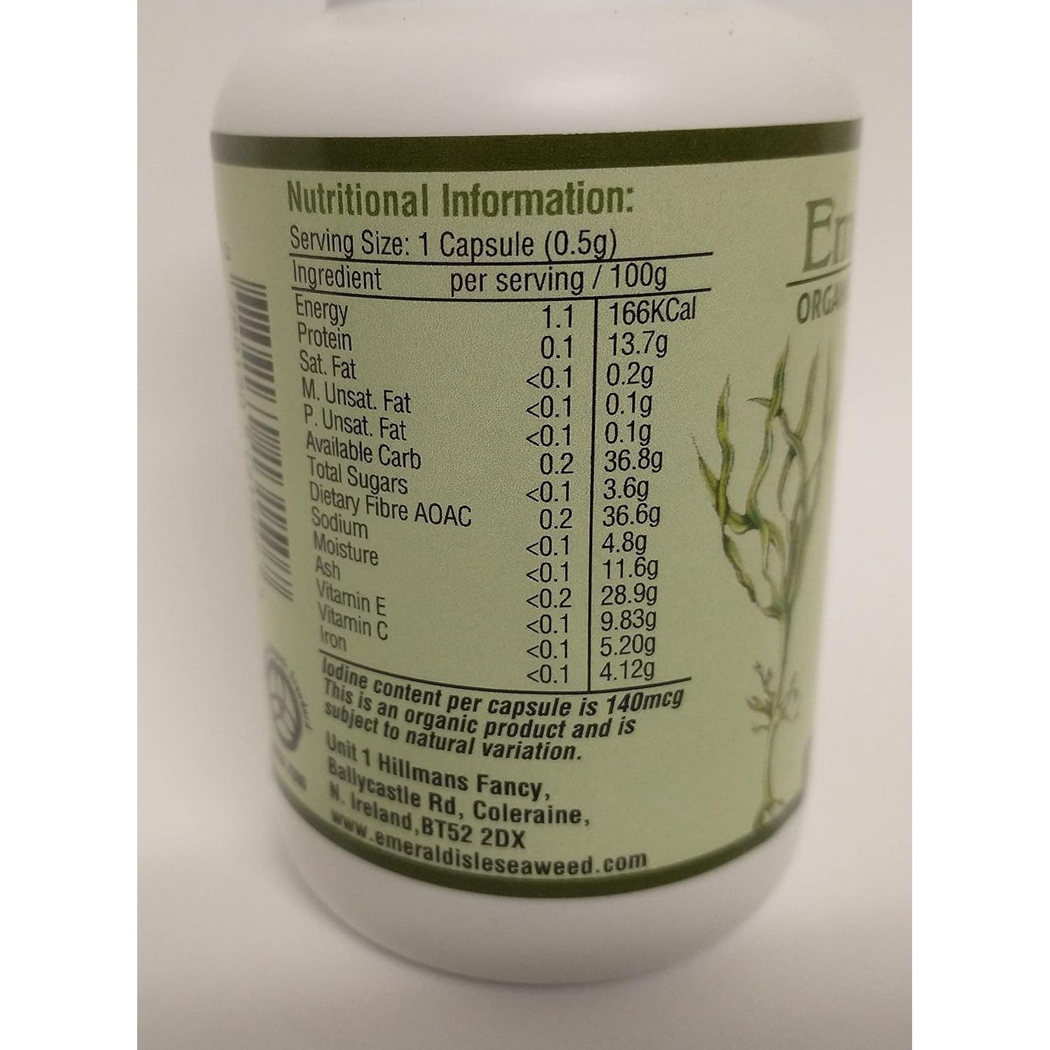 Triple Blend Seaweed Tablets 500 Mg 90 Capsules Certified Organic Harvested in North Atlantic Coast of Ireland