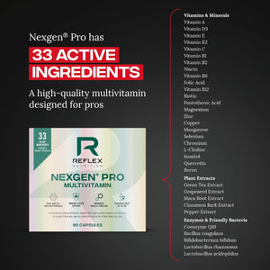 Reflex Nutrition Nexgen® Pro Multivitamins and Minerals for Immune Support (90 Caps) - for Active Lifestyles - Multi Mineral and Vitamins for Immune System - Vitamin D Magnesium Vitamin C Zinc