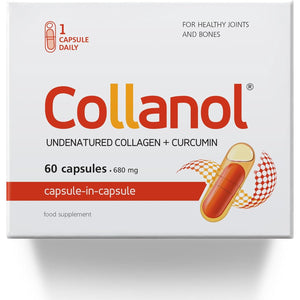 Collanol - the Revolution in Joint Health Care - Liquid Formula in a Double Capsule 3D Collagen + Micellar Extract of Turmeric Roots 1 Capsule/Day. Laboratory Tested (20 Count (Pack of 3))