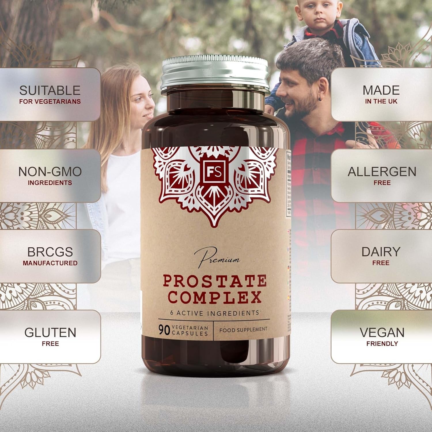 FS Prostate Supplements for Men UK | 90 Prostate Capsules with Broccolli 750Mg, Pumpkin Seed 500Mg, Nettle Leaf 500Mg & Zinc | Mens Health Supplements | Non-Gmo & Gluten Free | Made in the UK