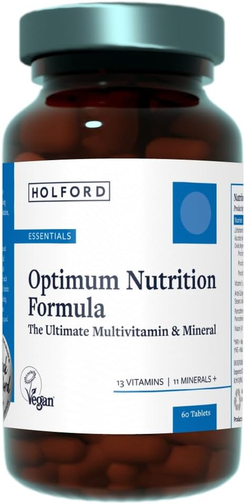 Patrick HOLFORD Optimum Nutrition Formula/The Ultimate, Multi-Vitamin & Mineral Supplement/For Daily & Long-Term Health / 24 Nutrients/Naturally Sourced / 60 Tablets/Vegan/For Women & Men