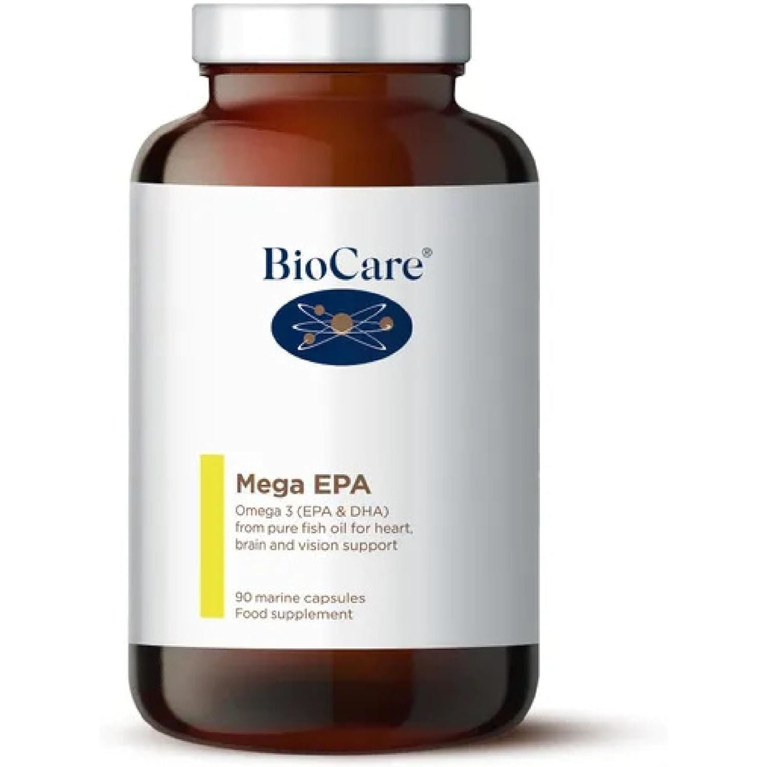 Biocare - Mega EPA - Pure Fish Oil with Omega-3 Fatty Acids, EPA & DHA - Marine Capsules for Heart, Brain & Vision Support - 90 Capsules