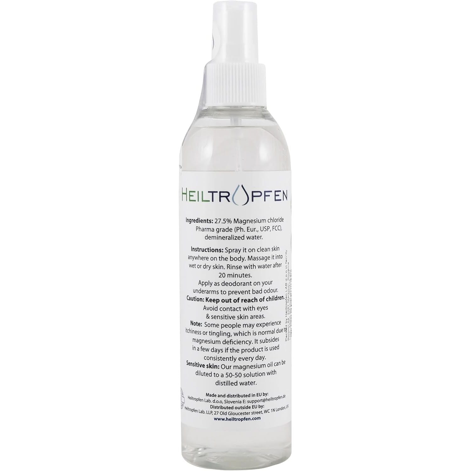 2X Magnesium Oil Spray | Pharmaceutical Grade | High Potent 27.5% Concentration | 2X 8 Fl Oz / 2X 237 Ml, Two Pack/Two Bottles/Two Count | Heiltropfen®