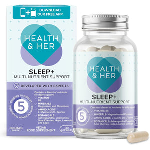 Health & Her Sleep+ Supplements for Women - 1 Month Supply, 30 Capsules - Women'S Multivitamin with Lavender, Chamomile & Magnesium - Vegan, Gluten-Free
