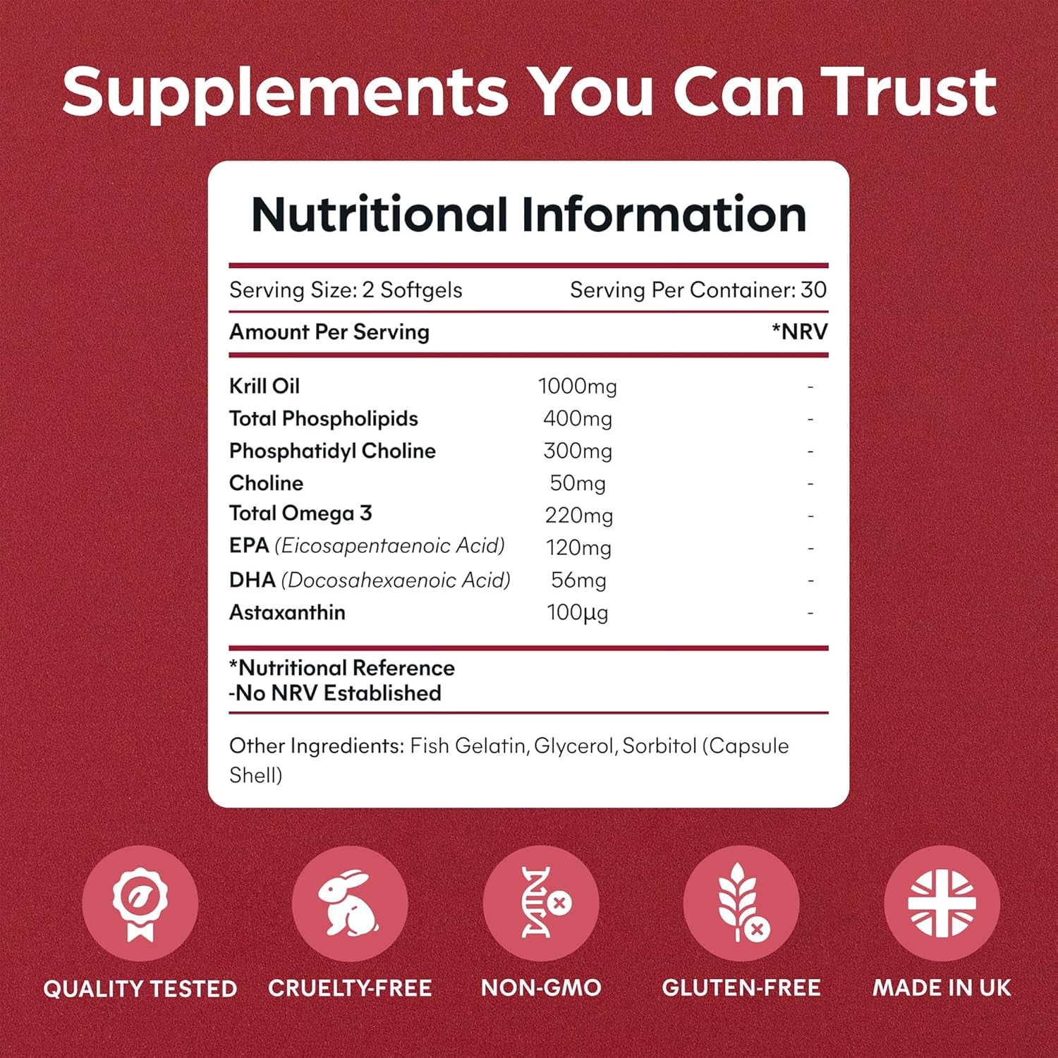 Purolabs Antarctic Krill Oil 1000Mg - High Strength Omega-3 (220Mg) with Phospholipids (400Mg) & Astaxanthin - Superba™ Sustainable Source - Heart, Brain & Eye Health - 60 Capsules