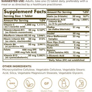 Solgar Ultimate B plus C Complex Tablets - Pack of 90 - B1, B2, B3, B4, B5, B6, B7, B12, Vitamin C - Multivitamin for Metabolism and Nervous System Support - Vegan, Kosher and Gluten-Free