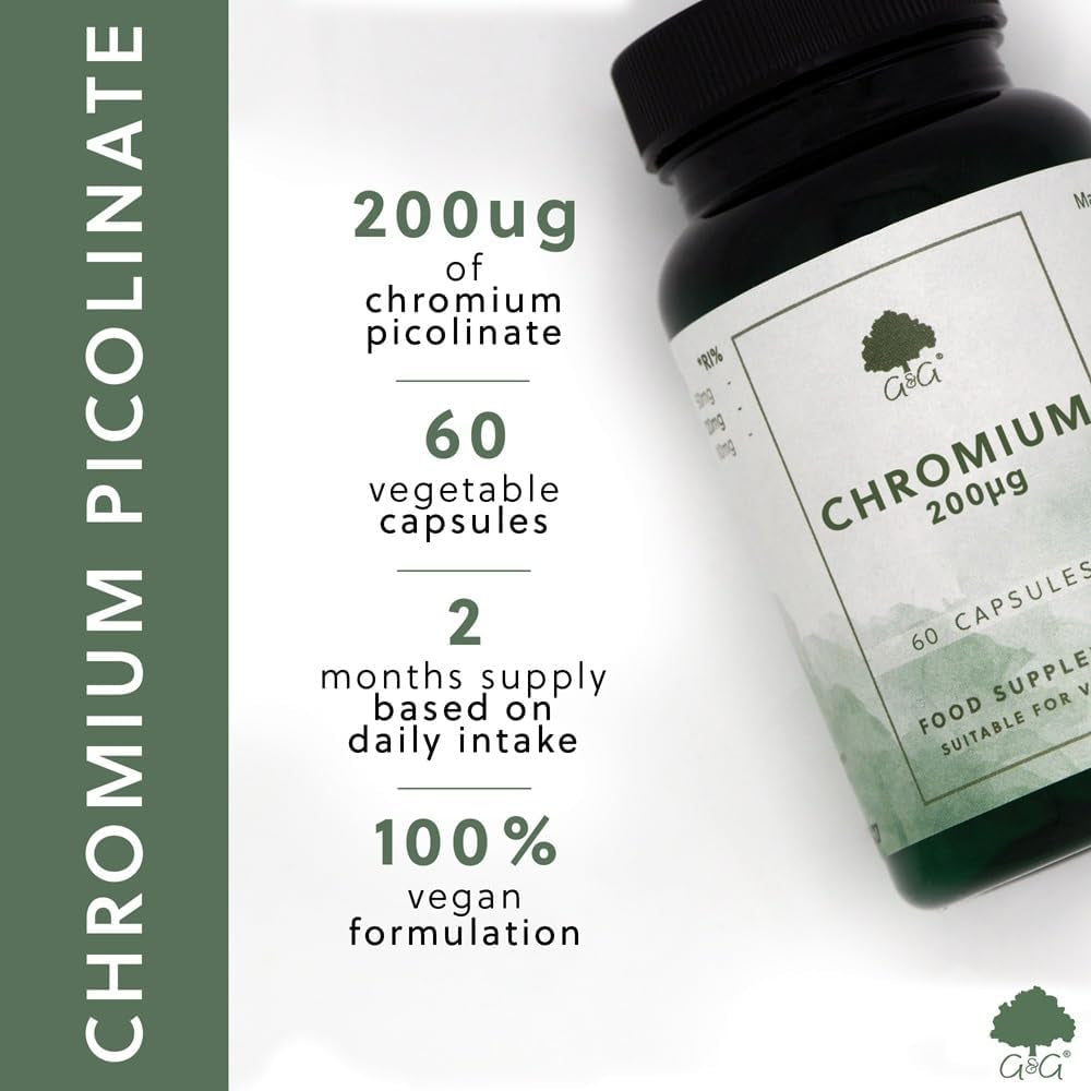 Chromium Picolinate | 200Mcg of Chromium Picolinate per Capsule | 60 Vegan Capsules | G&G Vitamins