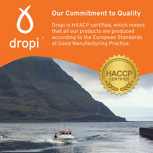 Dropi Icelandic Fish Oil - Extra Virgin Cod Liver Oil (EVCLO) - Natural Source of Vitamin a & D3 - Cold-Processed, Traceable & Pure from the Westfjords Pristine Atlantic Fishing Grounds (90 X 500Mg)