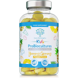 Kids Probiotics/Probiocultures Gummies - 150 Children'S Probiotics Multi-Strain Gummies - Natural Pineapple Flavour – with Added B & C Vitamins for Immune Support - 5 Month Supply – UK Made
