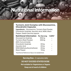Vit Direct - Turmeric Joint Capsules - 60 Capsules - Joint Care Supplements - with Glucosamine & Chondroitin - Improve Overall Joint Health - Pain Relief - Cartilage Protection