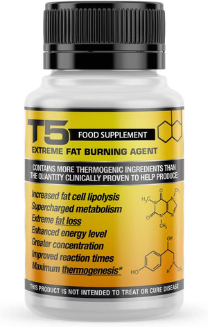 Official T5 Fat Burners : Strongest Legal Slimming/Weight Loss/Diet Pills for Women & Men (60 Capsules / 2 Month Supply)
