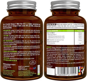 Igennus Omega-3 Wild Fish Oil & Astaxanthin, Highest Grade Triglyceride Rtg, IFOS Certified Ultra Pure, Omega-3 EPA & DHA Fatty Acids 1000Mg, Lemon Flavour, 180 Small Softgels