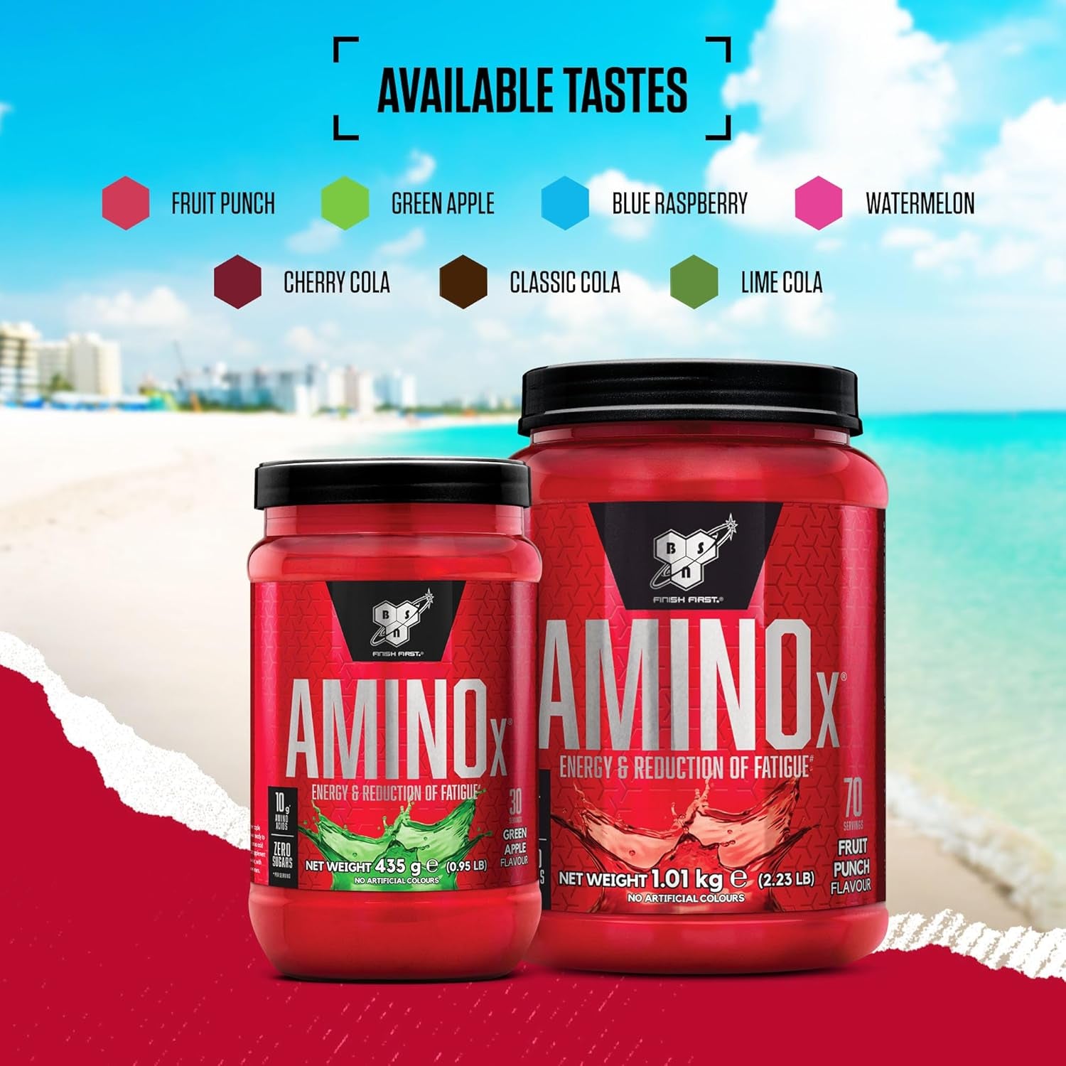 BSN Nutrition Amino X Supplement with Vitamin D, Vitamin B6 and Amino Acids, Watermelon Flavour, 70 Servings, 1 Kg