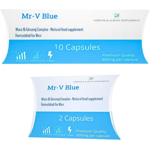 2 X MR-V Blue Natural Supplements, 400Mg Sex Tablets for Men, Ginseng & Maca Ultra Strong Male Performance Capsules, Last Longer, Fast Acting, Stamina, Sex Drive, Libido & Endurance Support!