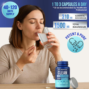 Magnesium Glycinate Complex 120 Vegan Capsules, High Absorption 4-In-1 Magnesium Supplement with Malate, Citrate & Taurate, for Sleep Support, Muscle Recovery, Heart Health & Energy