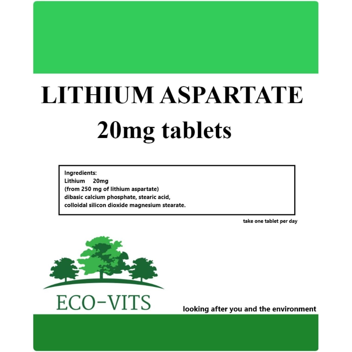 Maximum Strength Lithium ASPARTATE 20Mg (60 Tabs) Emotional Wellness Behavior