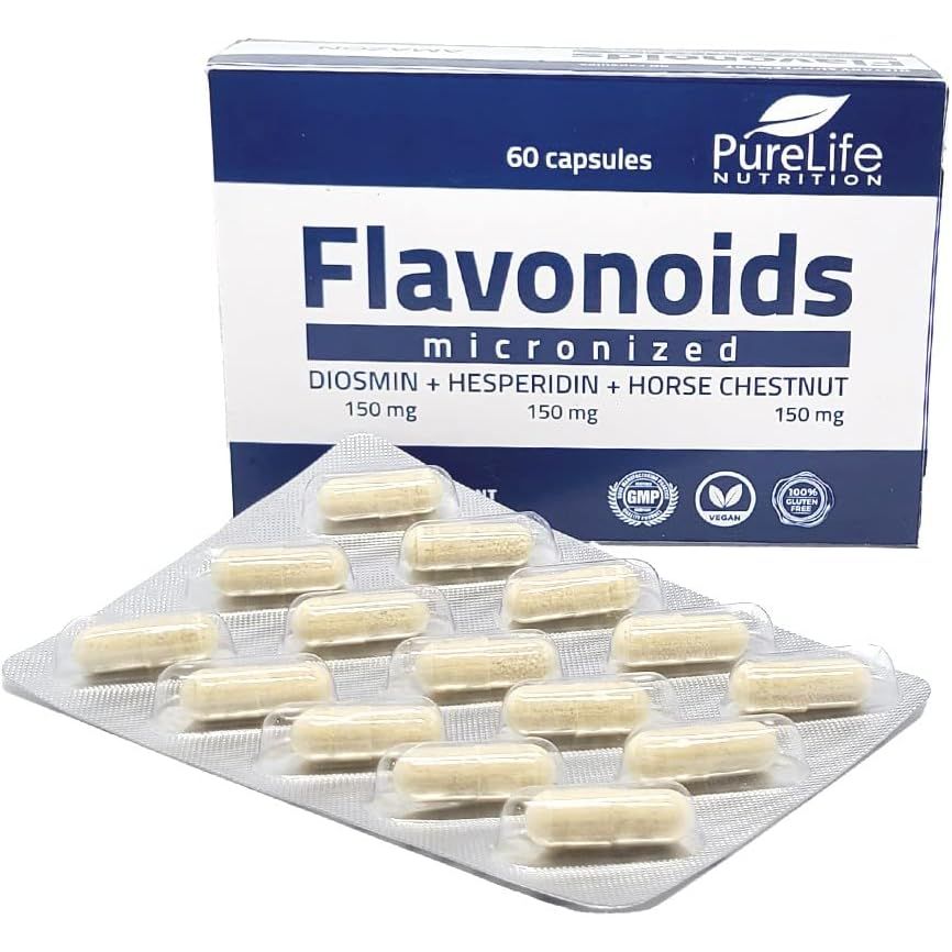 Flavonoids Supplement- Micronised Diosmin Hesperidin Horse Chestnut (Aescin)- Antioxidant Polyphenols for Healthy Circulation, Vein Support, Lymphatic Drainage & Inflammatory Response- Vegan GMP ISO