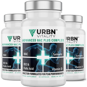 Urbn Vitality NAC + Turmeric Complex | Vitamin D3, B12 & Folate | 12-In-1 Supplement with Piperine | Energy, Recovery & Immune Support | 60 Vegetarian Capsules