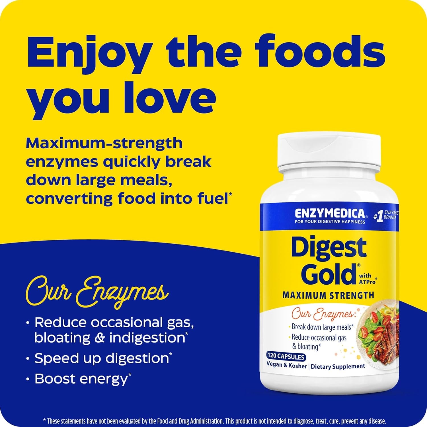 Enzymedica Digest Gold  Supplement with Atpro for Maximum Support - 120 Capsules