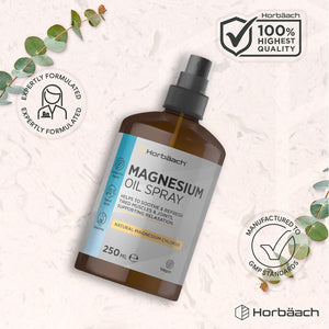Magnesium Oil Spray | 100% Pure Magnesium Chloride | 250Ml XL Size - for Restless Legs, Muscle Pain, Sleep | High Absorption Vegan Spray | Horbaach
