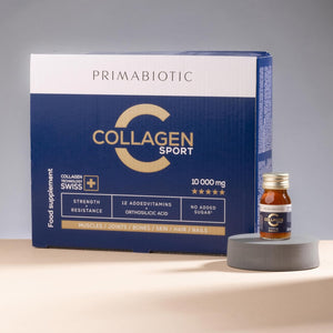 Primabiotic Collagen Sport - Collagen Shots for Drinking 30X30 Ml - 10,000 Mg with Orthosilicic Acid - for Active People - Pineapple Flavor - 45 Kcal per Serving