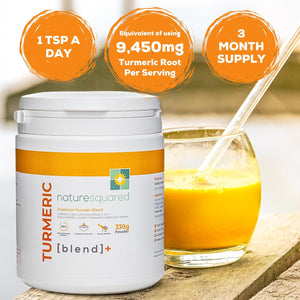 Nature Squared Turmeric Super [Blend] - Premium & Organic Turmeric (3933Mg) Powder with 7 Active Ingredients - 330G(3 Month Supply) - Vegan - Non GMO - Gluten Free - GMP - Potent Antioxidant- UK Made