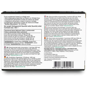 Premium Pure Shilajit Dry Drops by Siberian Green Altai Golden Mountains - 60 Count (200 Mg) Food Supplement Fulvic Acid