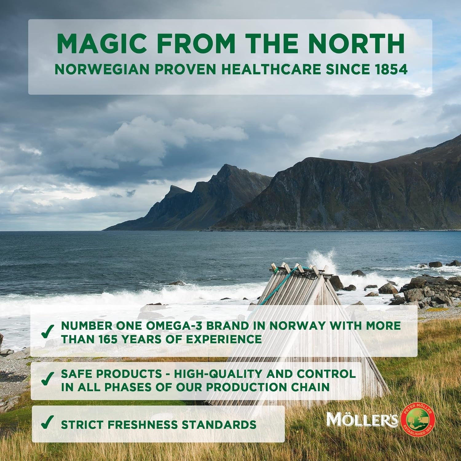 Moller’S ® | Omega-3 Capsules | Fish Oil | Nordic Omega-3 Dietary Supplement with EPA and DHA and Vitamins A, D and E | 166-Year-Old-Brand | Daily Health | 112 Capsules