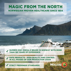 Moller’S ® | Omega-3 Capsules | Fish Oil | Nordic Omega-3 Dietary Supplement with EPA and DHA and Vitamins A, D and E | 166-Year-Old-Brand | Daily Health | 112 Capsules