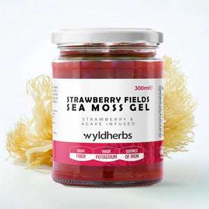 Wyld Herbs All-Natural Strawberry Infused Sea Moss Gel | 100% Wildcrafted Dr Sebi Sea Moss | Superfood Rich in Minerals, Proteins & Vitamins - Vegan & Gluten Free Sourced from the Caribbean 300ML