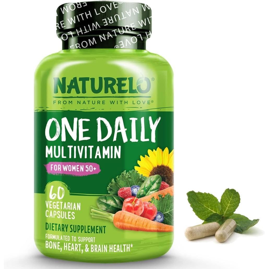 NATURELO One Daily Multivitamin for Women (50+) - with Natural Food-Based Vitamins, Minerals, Fruit & Veg Extracts - Iron-Free Menopause Supplement - 60 Vegan Capsules | 2 Month Supply