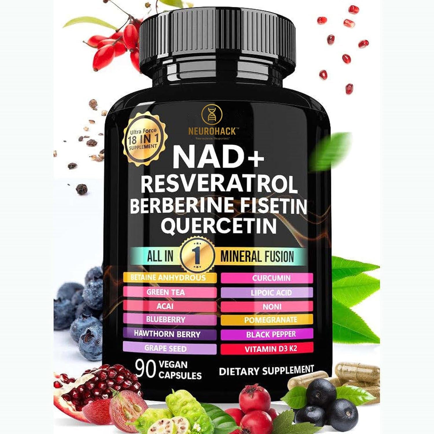 NAD+ 18-In-1 Mineral Fusion, Dietary Supplement (Lab Tested)