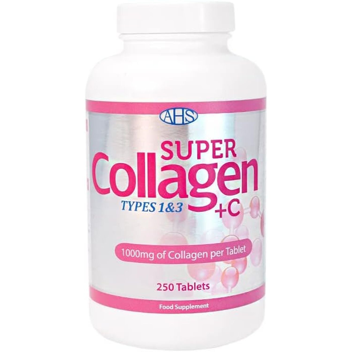 AHS Super Collagen plus C Tablets - Pack of 250 Tablets (Also 120 + 90 Counts) 3 Sizes! 6000MG per Serving with Added Vitamin C - Healthy Skin, Nails & Hair