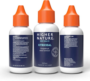 Higher Nature - Citricidal Grapefruit Seed Extract - Digestive Support - Made with Grapefruits - Gluten Free - Vegetarian & Vegan - 100Ml