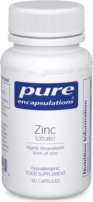 Pure Encapsulations Zinc (Citrate) 30Mg - Highly Bioavailable Zinc Supplement - for Immune and Metabolism Support - for Hair, Skin & Nails - 60 Vegetarian Capsules