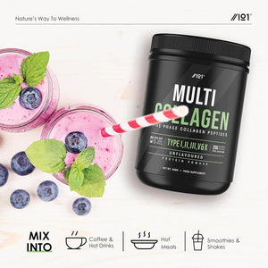 Multi Collagen Protein Powder (400G) - Types I, II, III, V & X - Hydrolyzed Grass Fed Bovine, Wild Caught Fish, & Free-Range Chicken & Eggshell Collagen (20 Day Supply) by Alpha01
